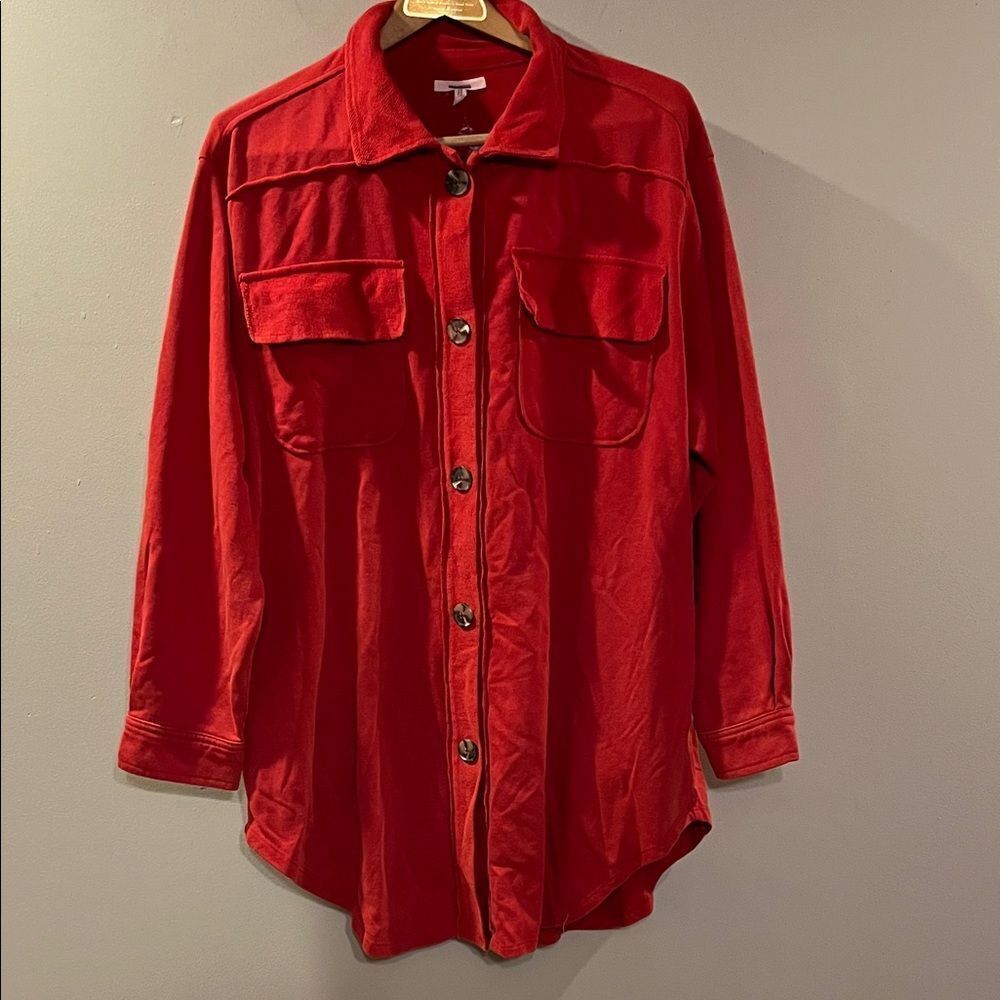 Maurices Red Button Down Shirt for Women